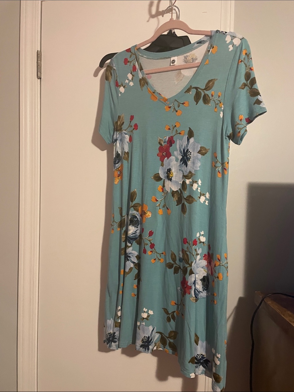 V-Neck Floral Midi Dress in Teal